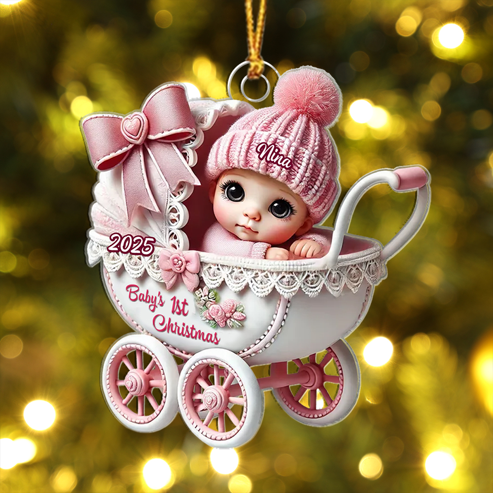 Personalised Babys First Christmas Ornament 2025 Name Custom Tree Bauble Newborn Keepsake Gift for Parents and Grandparents | Jessemade