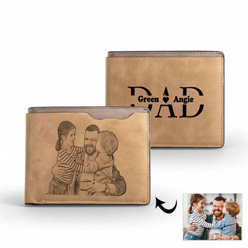 Personalised Photo Engraved Leather Dad Wallet