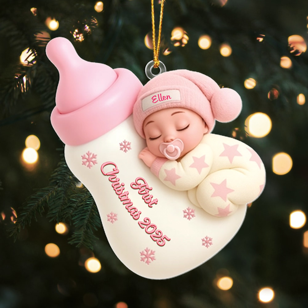 Personalised Baby Bottle First Christmas Ornament