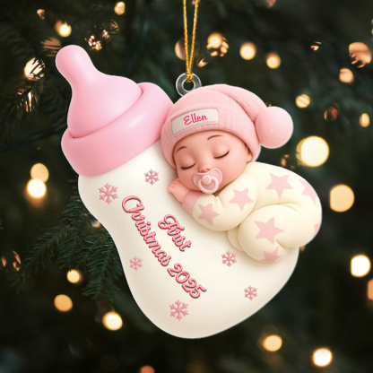 Personalised Baby Bottle First Christmas Ornament