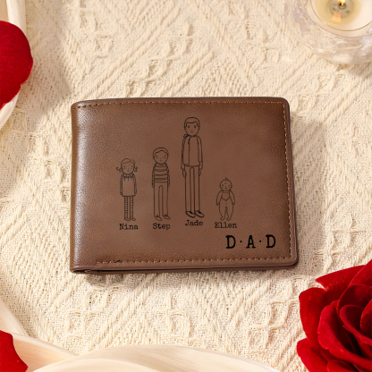 Personalised Leather Wallet for Dad – Custom Wallet with 2-8 Names | Jessemade