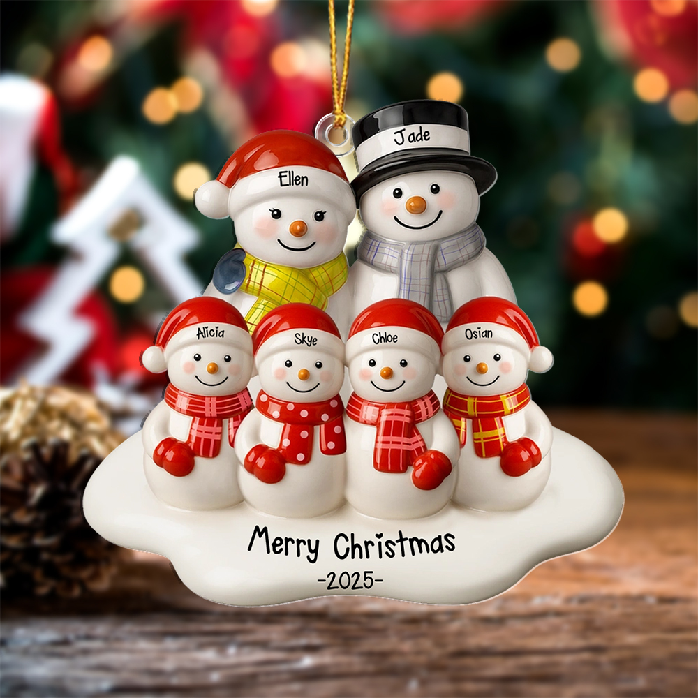 Personalised Family Snowman Christmas Tree Ornament