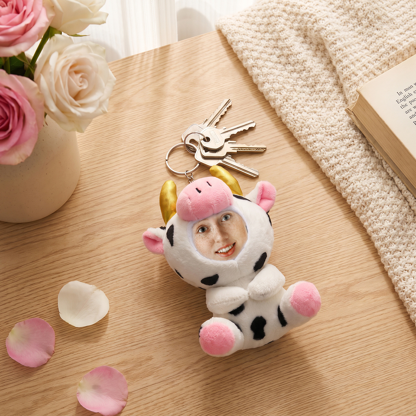 Personalised Photo Animal Plush Keyring for Her/Him