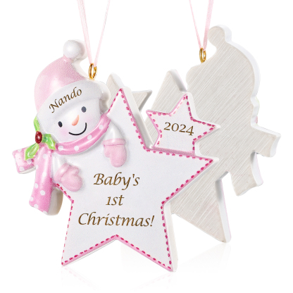 Personalised Baby's 1st Christmas Snowman Star Ornament