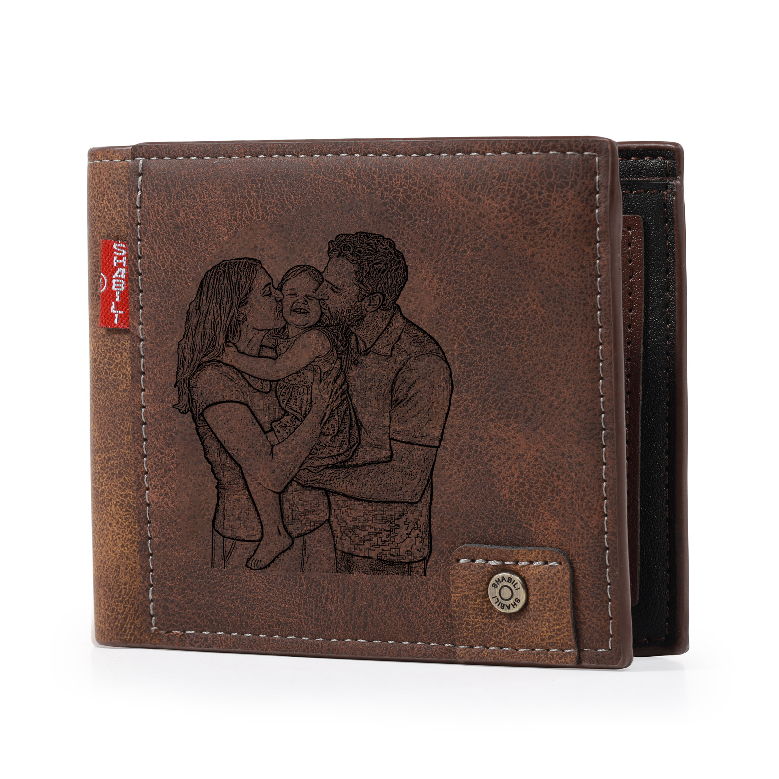 Personalised Men’s Wallet Made From Genuine Leather With an Engraved Photo and Name