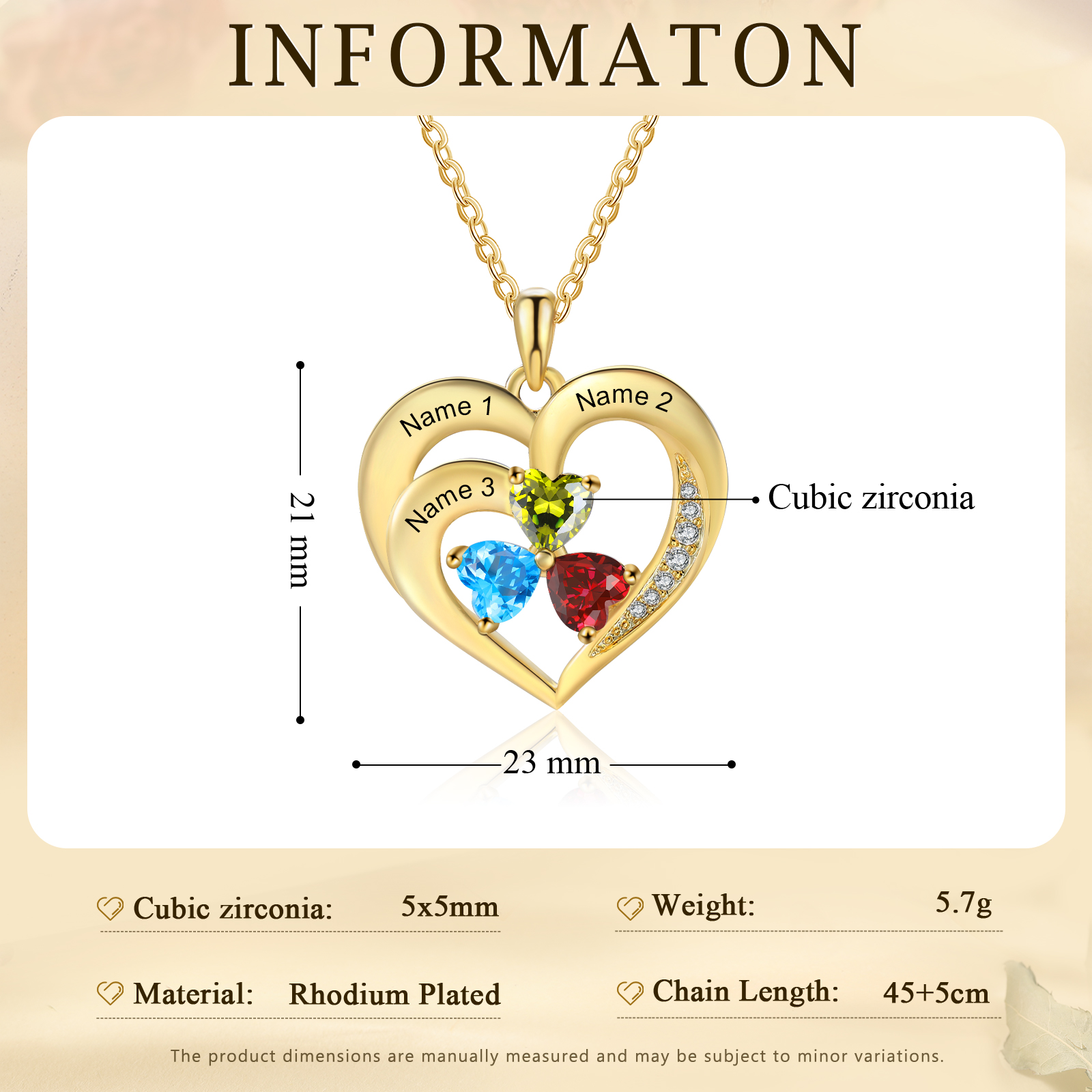 Personalised S925 Heart Necklace with 1-5 Names