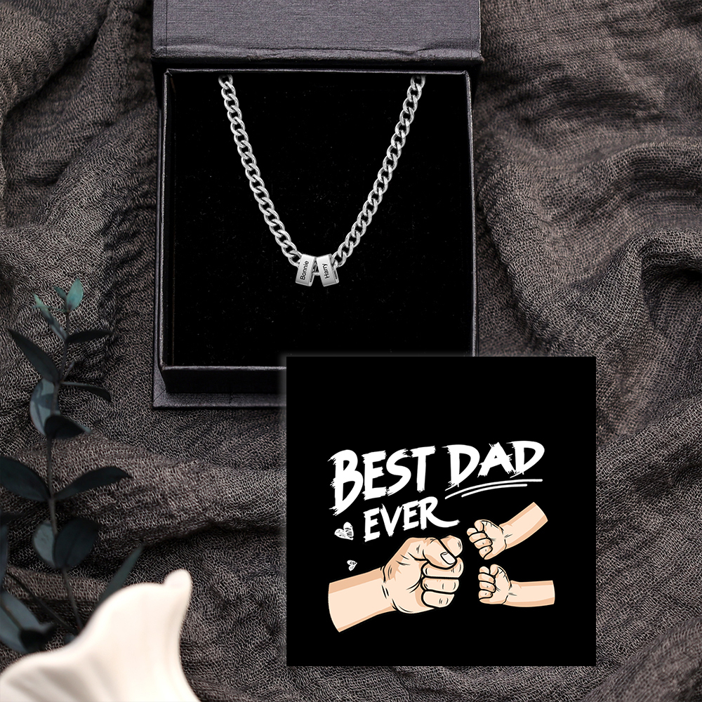 Personalised Curb Chain Necklace with 1-6 Names for Men