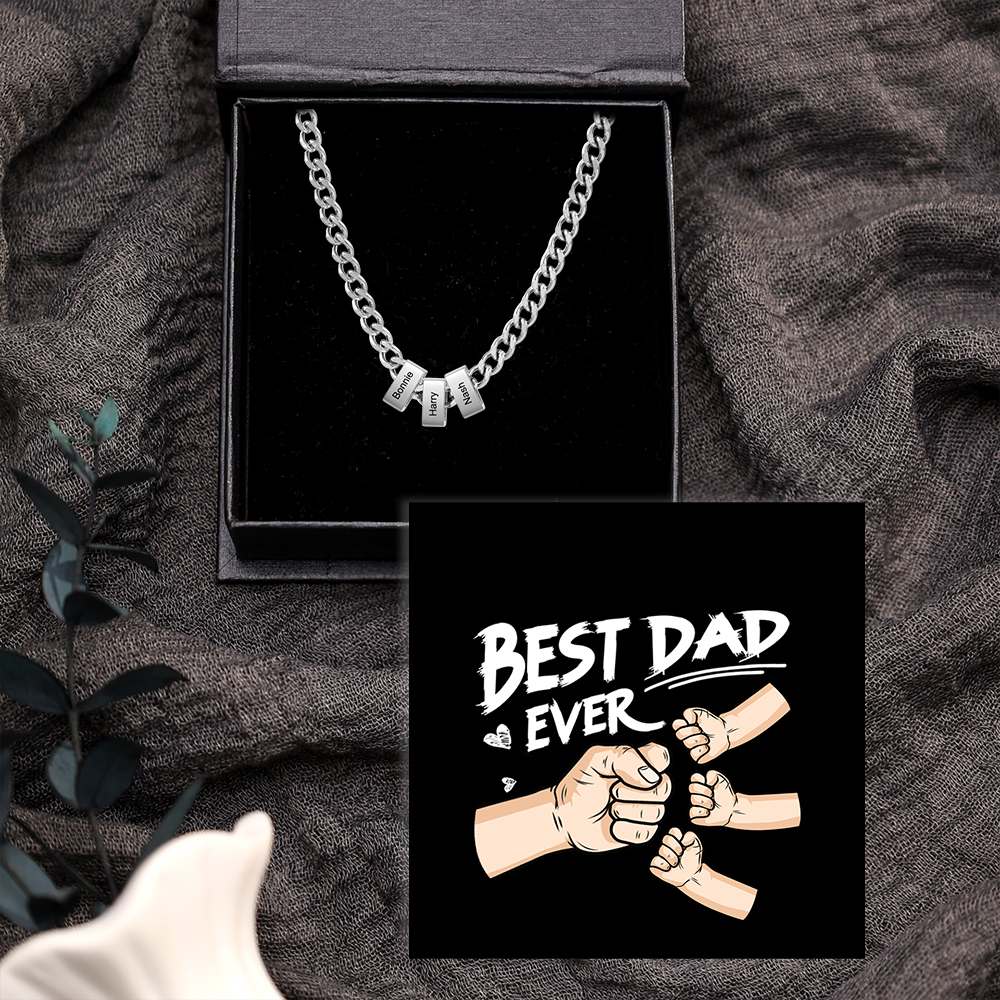 Personalised Curb Chain Necklace with 1-6 Names for Men