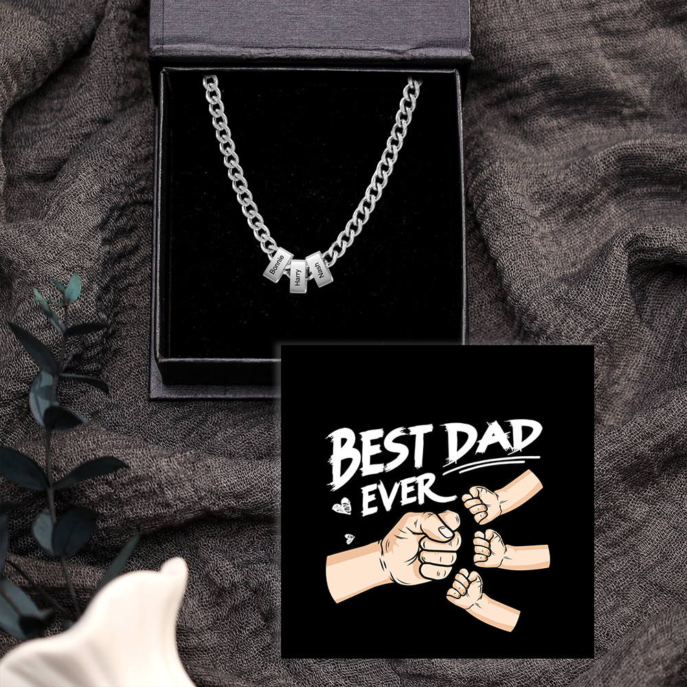 Personalised Curb Chain Necklace with 1-6 Names for Men