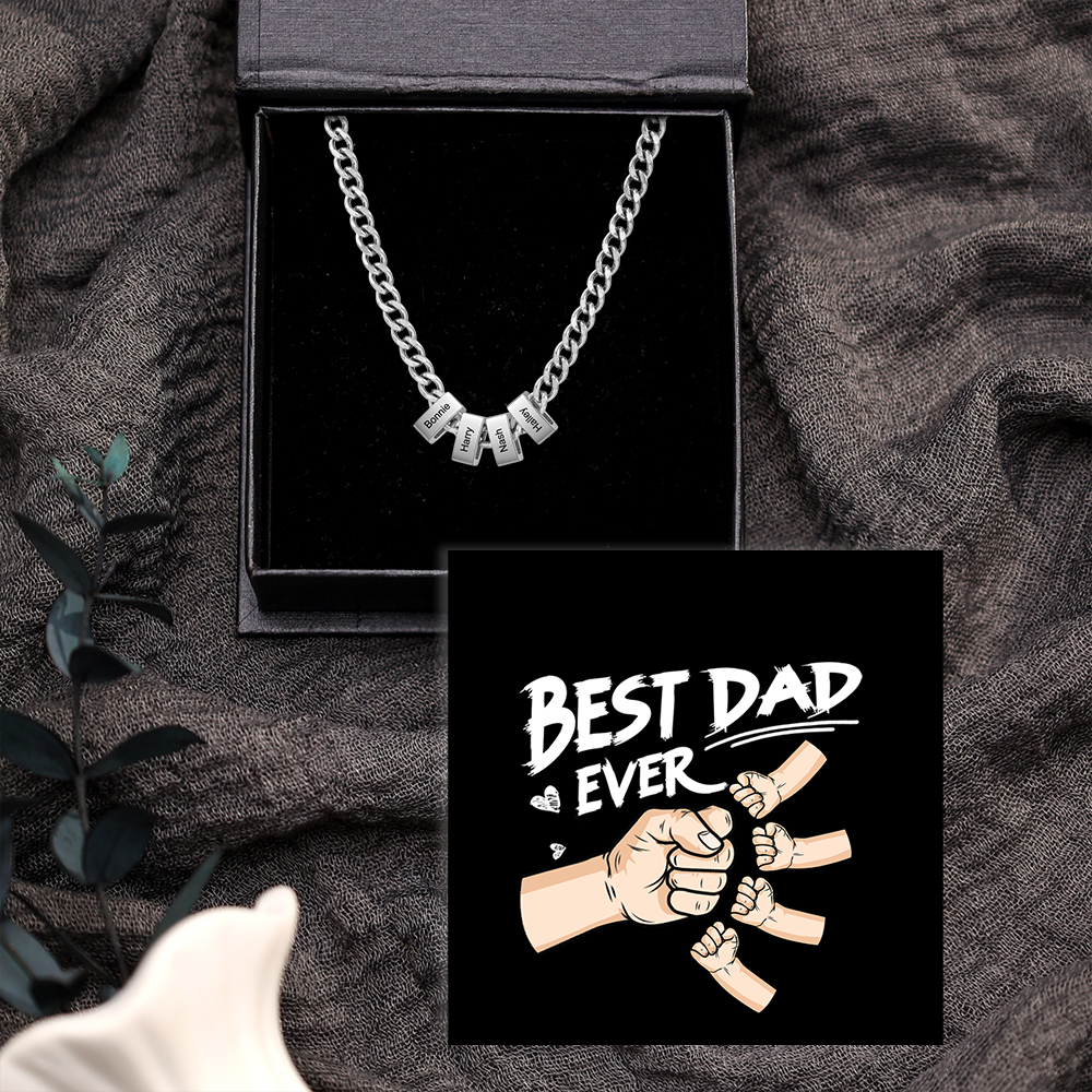 Personalised Curb Chain Necklace with 1-6 Names for Men