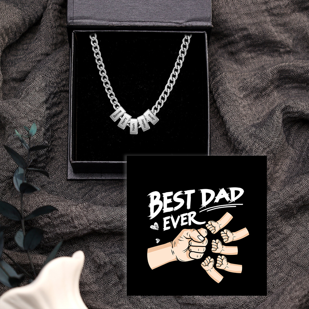 Personalised Curb Chain Necklace with 1-6 Names for Men