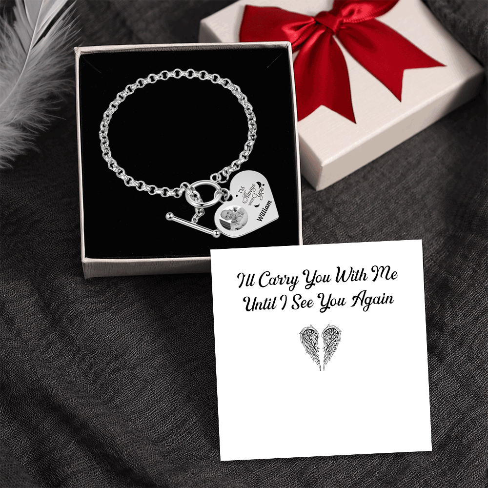 Personalised Memorial Bracelet –Custom Photo and Name Stainless Steel Bracelet- "I'm always with you" | Jessemade