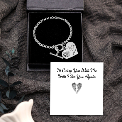 Personalised Memorial Bracelet –Custom Photo and Name Stainless Steel