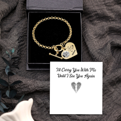 Personalised Memorial Bracelet –Custom Photo and Name Stainless Steel Bracelet- "I'm always with you" | Jessemade