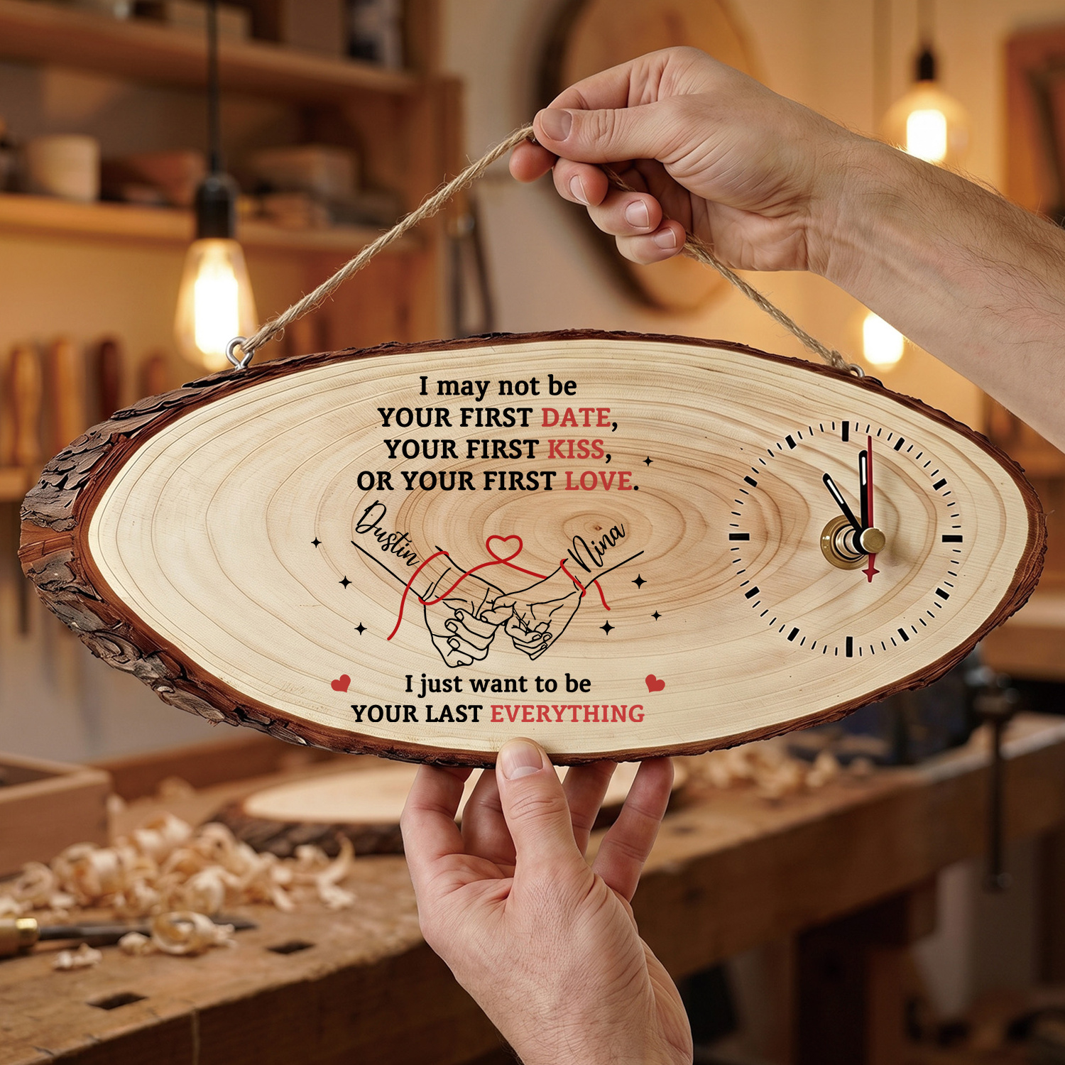 Personalised Rustic Wooden Couple’s Clock Gift