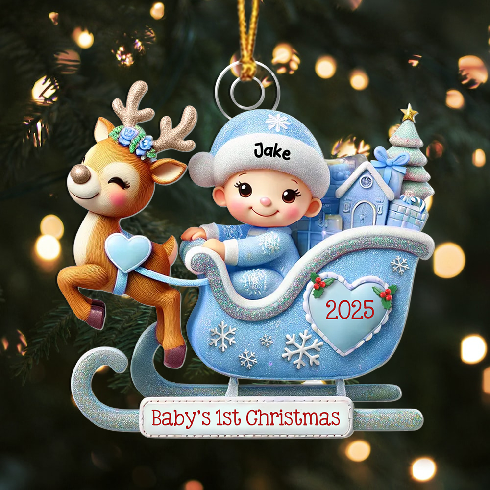 Personalised Baby's 1st Christmas Sleigh Ornament