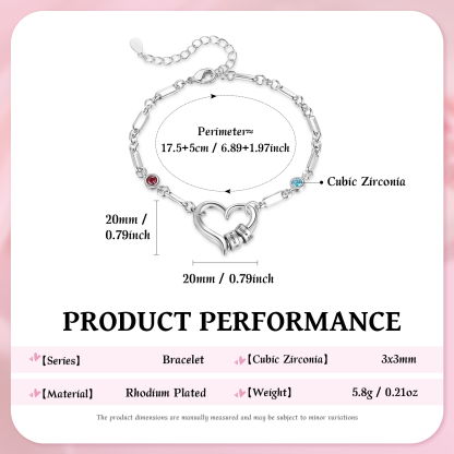 Personalised Adjustable Heart Link Birthstone Bracelet