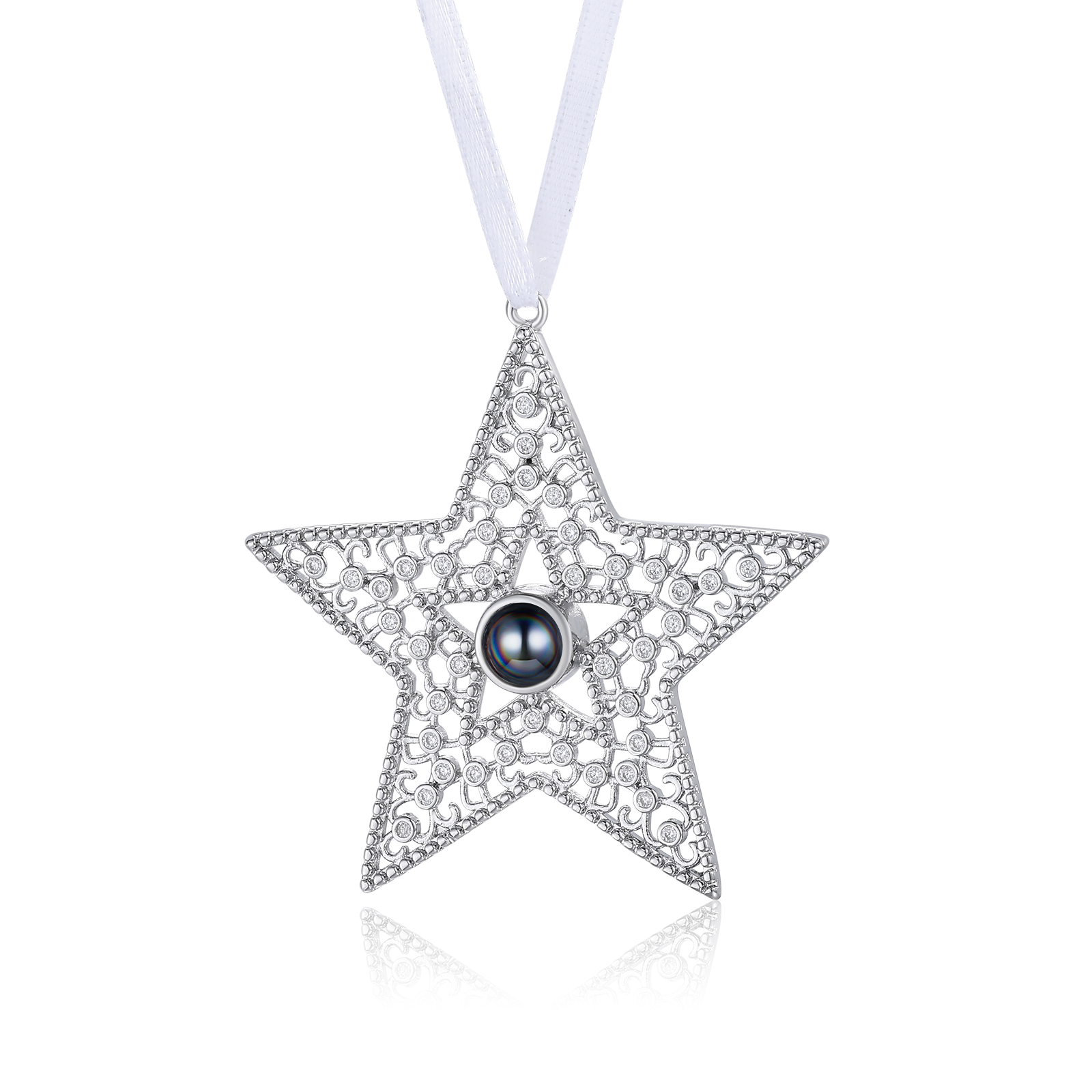 Personalised Star Christmas Ornament Decoration With Photo Projection