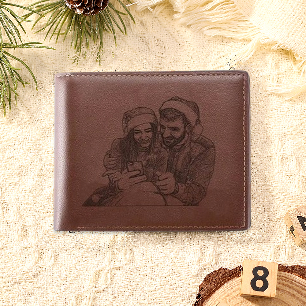 Personalised Men's Wallet with Custom Photo & Name & Letter PU Leather Wallet with Gift Box Couple Gift for Him | Jessemade