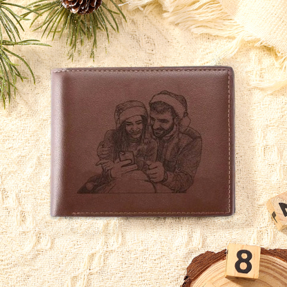 Personalised Men's Wallet with Custom Photo & Name & Letter PU Leather Wallet with Gift Box Couple Gift for Him | Jessemade