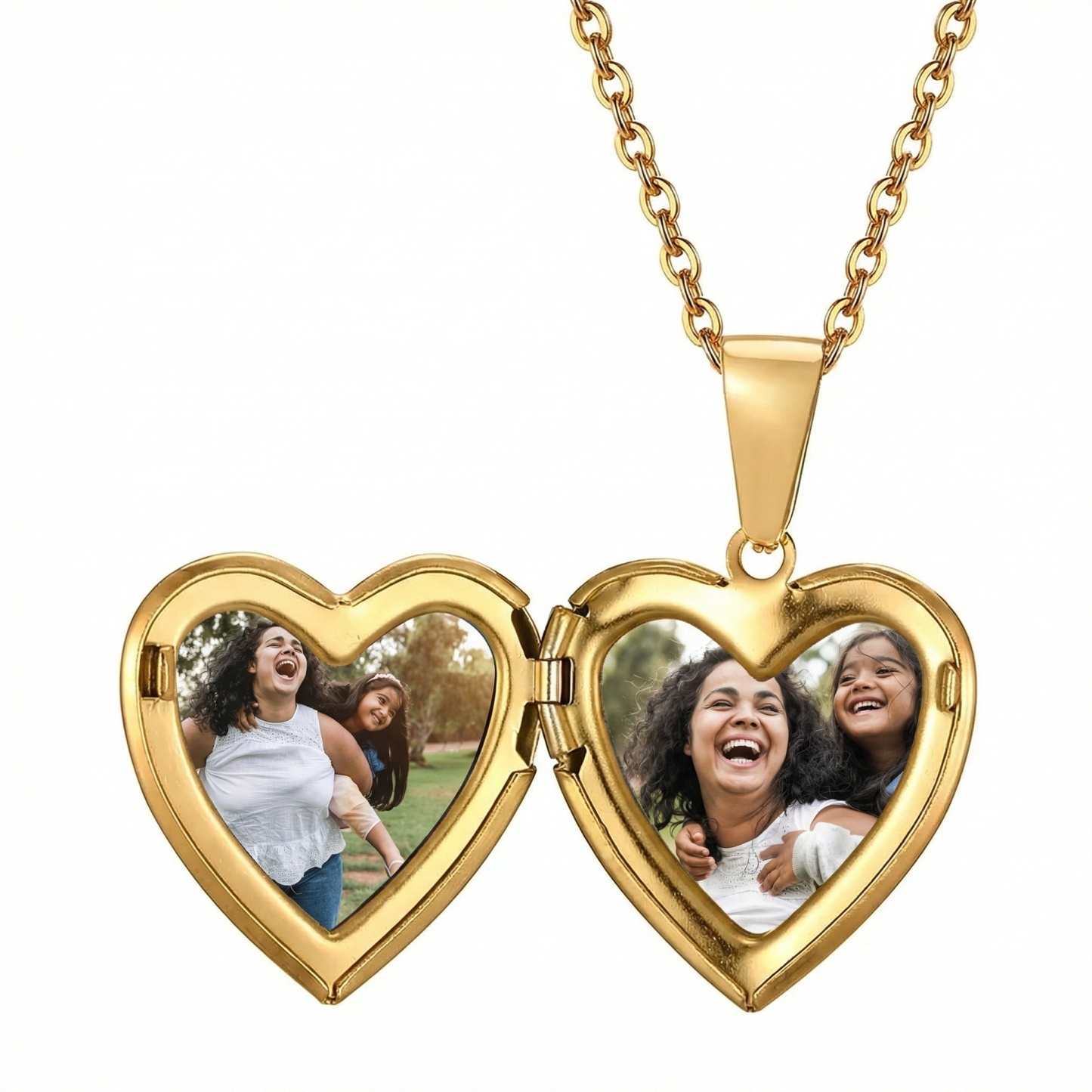 Personalised Heart Shaped Locket Necklace Custom with 2 Photos and 1 Text for Her | Jessemade