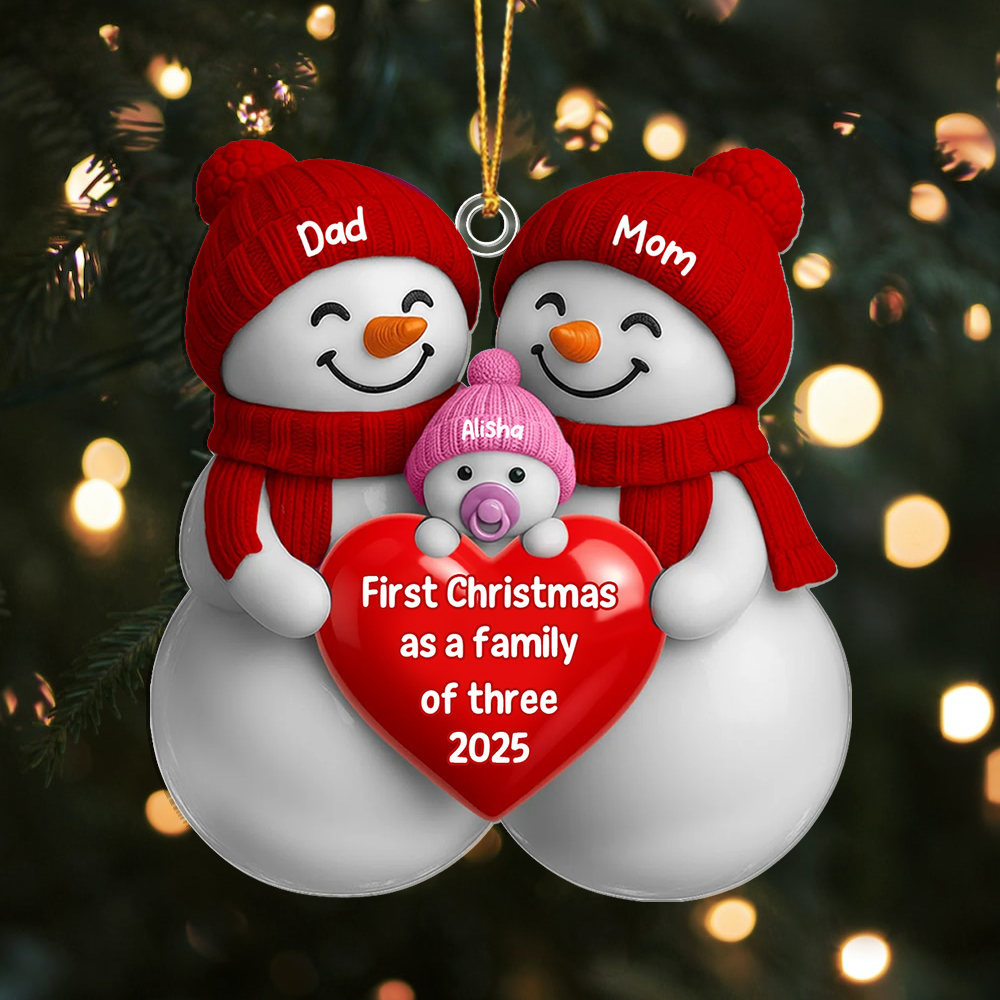 Personalised New Family‘s First Christmas Snowman Ornament