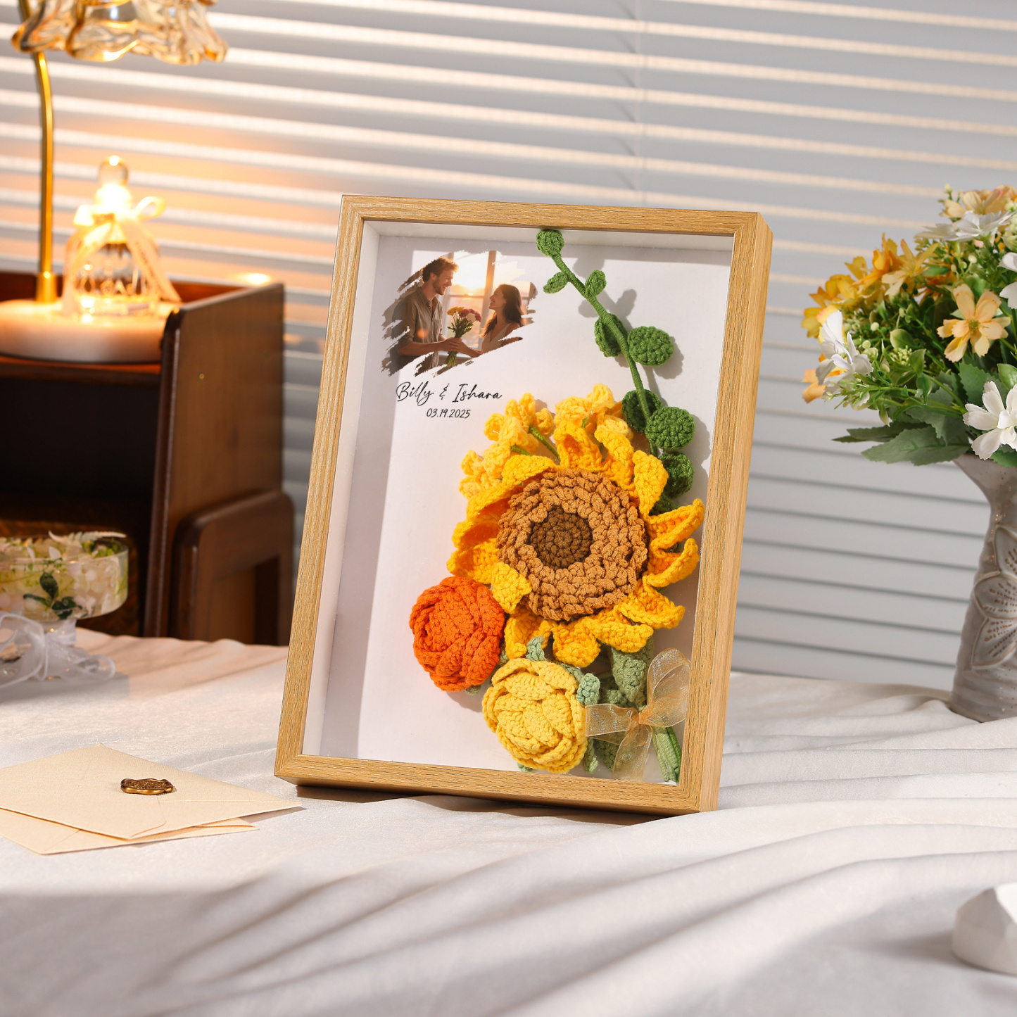 Personalised 3D Tulip Crochet Flower Photo Frame