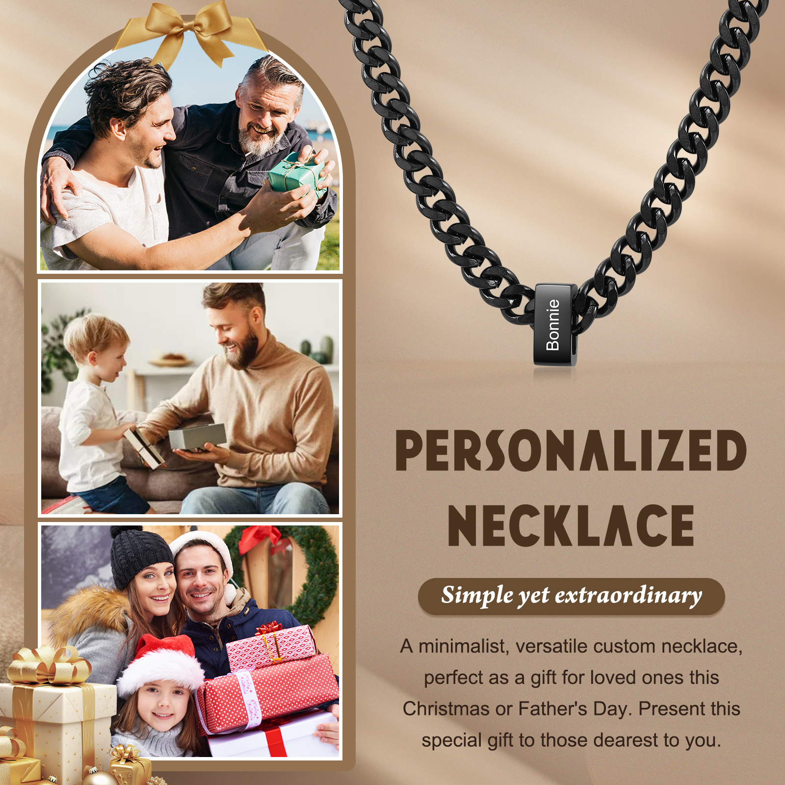 Personalised Curb Chain Necklace with 1-6 Names