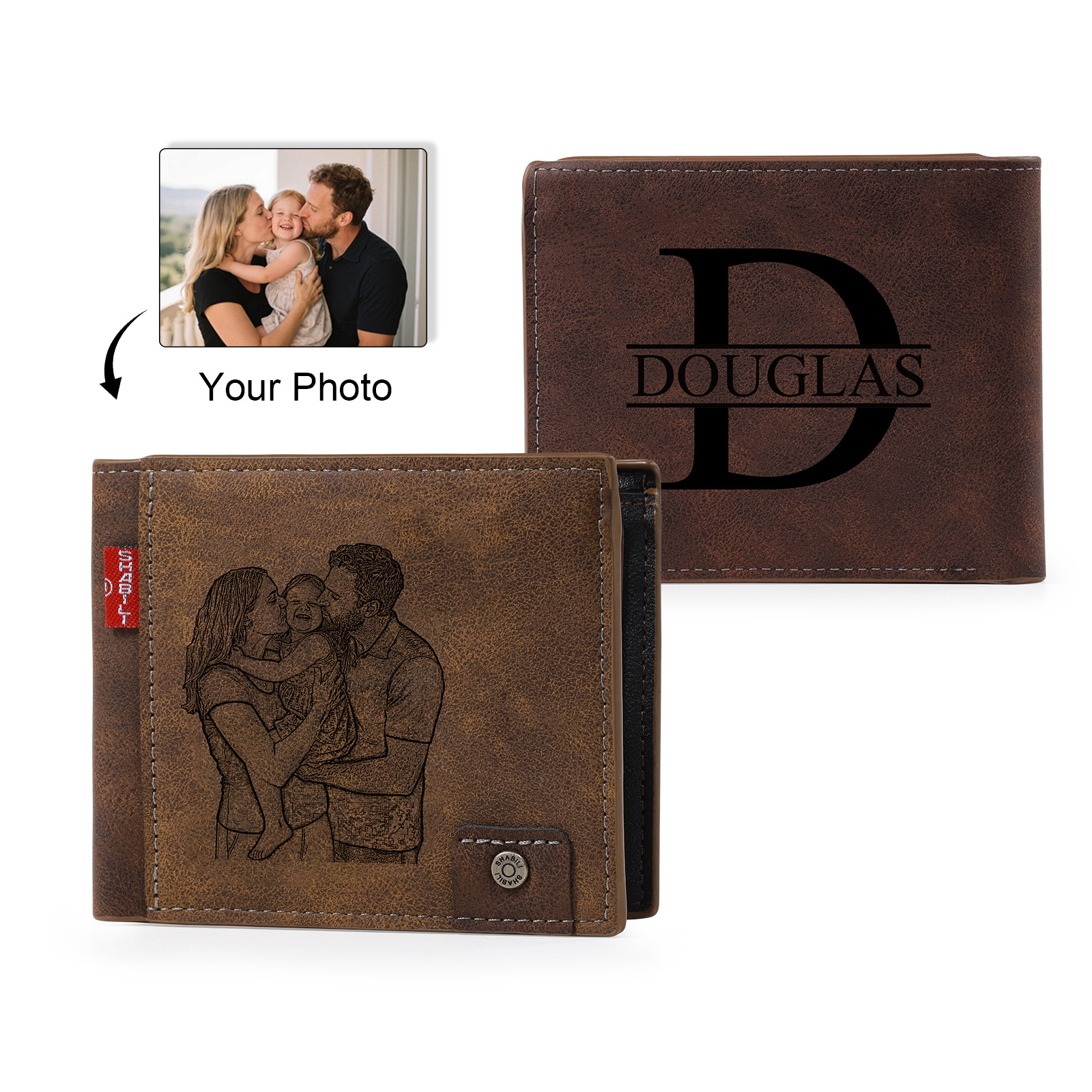 Personalised Men’s Wallet Made From Genuine Leather With an Engraved Photo and Name
