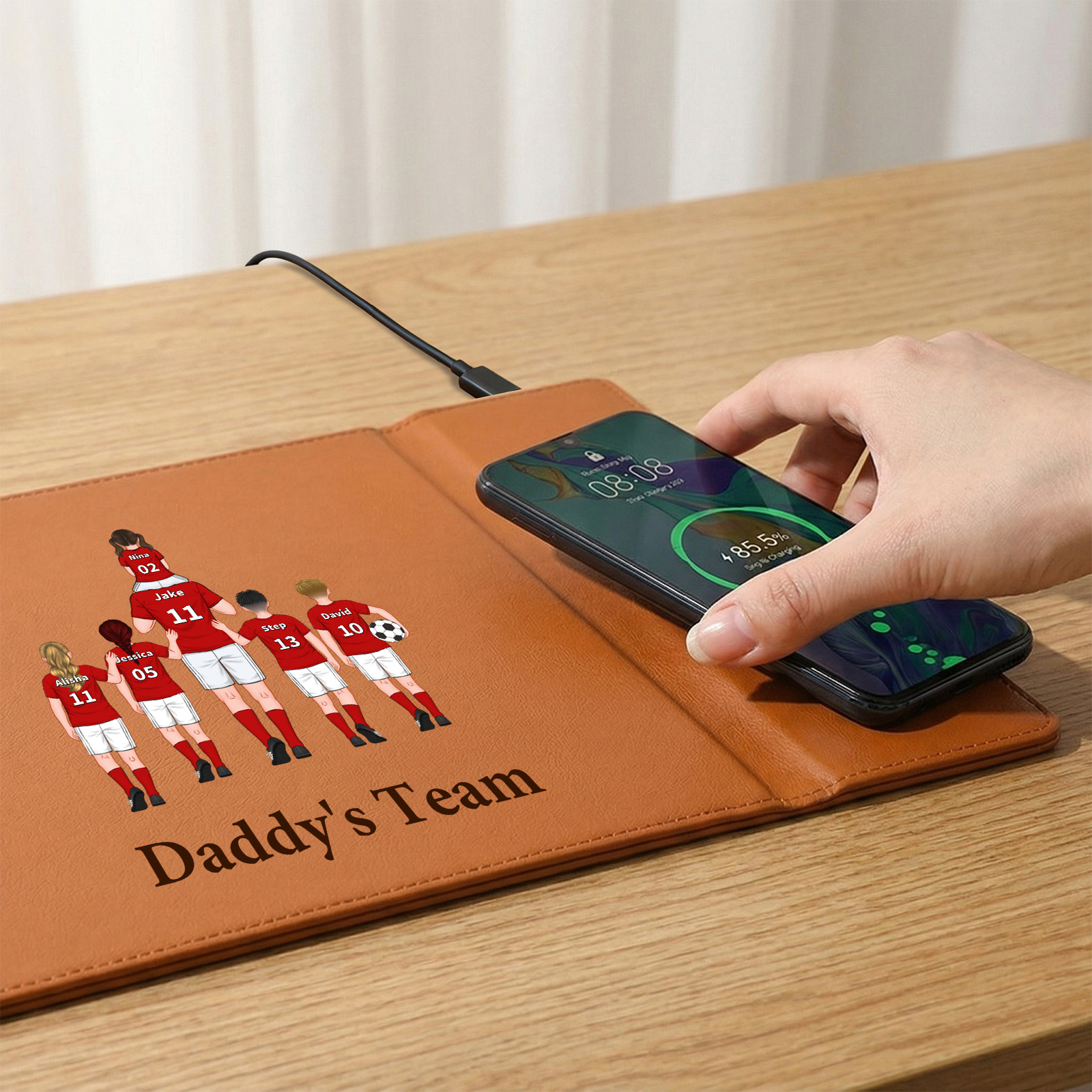 Personalised Football Family Charging Mouse Mat For Dad Grandad