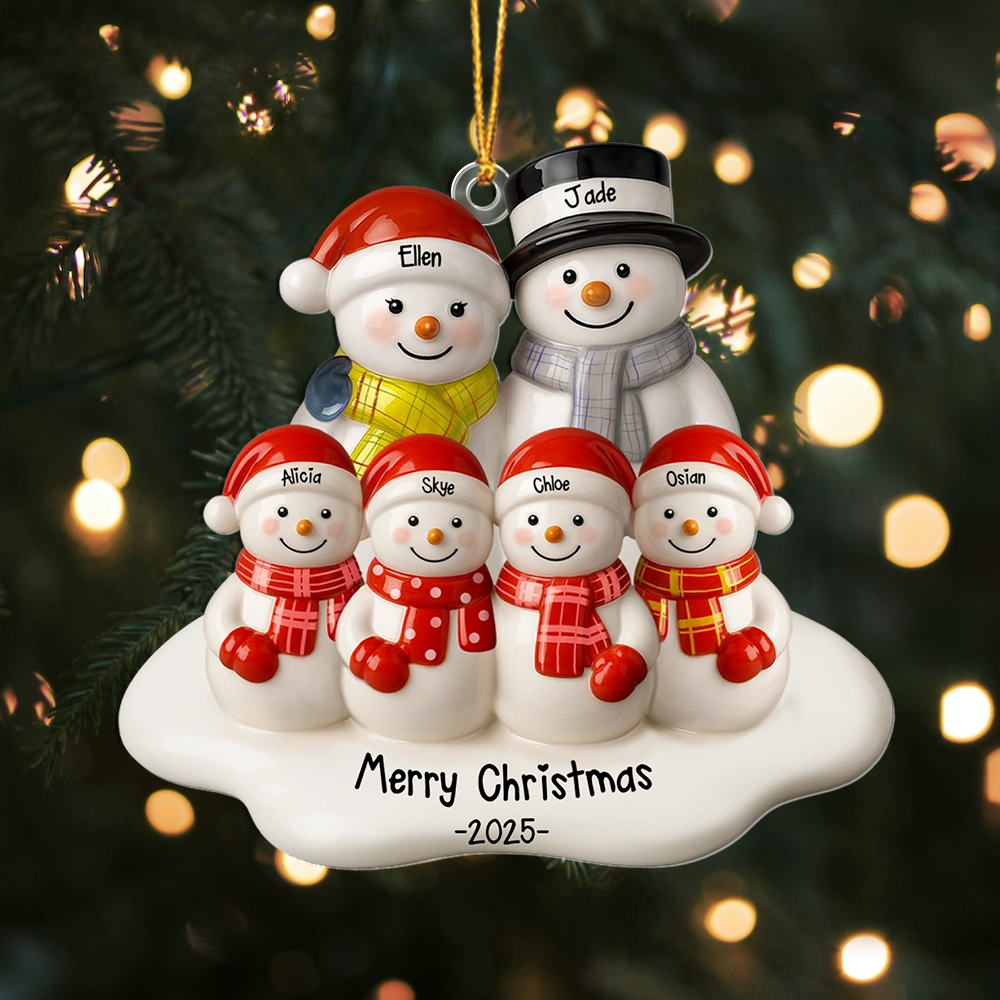 Personalised Family Snowman Christmas Tree Ornament