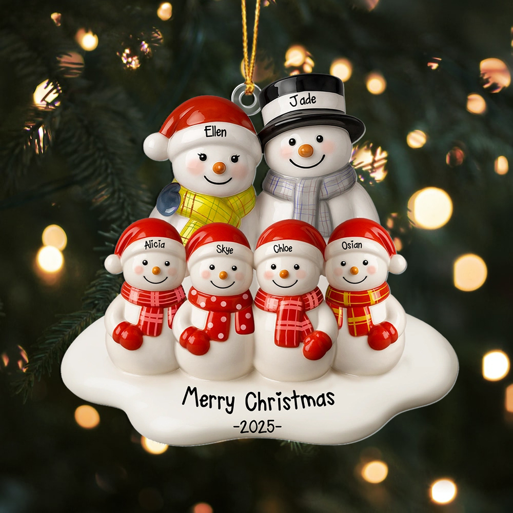 Personalised Family Snowman Christmas Tree Ornament