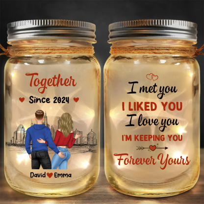Personalised Couple Mason Jar Lantern Light Custom Names Date Anniversary Valentines Gift for Boyfriend Girlfriend Husband Wife | Jessemade