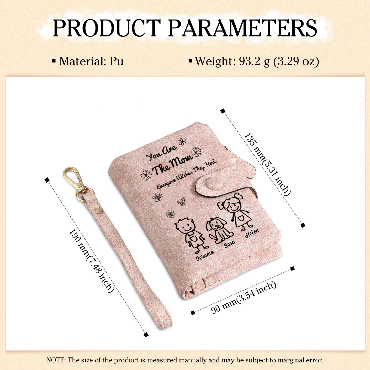 Personalised Mum Purse Wristlet Wallet With 1-6 Names