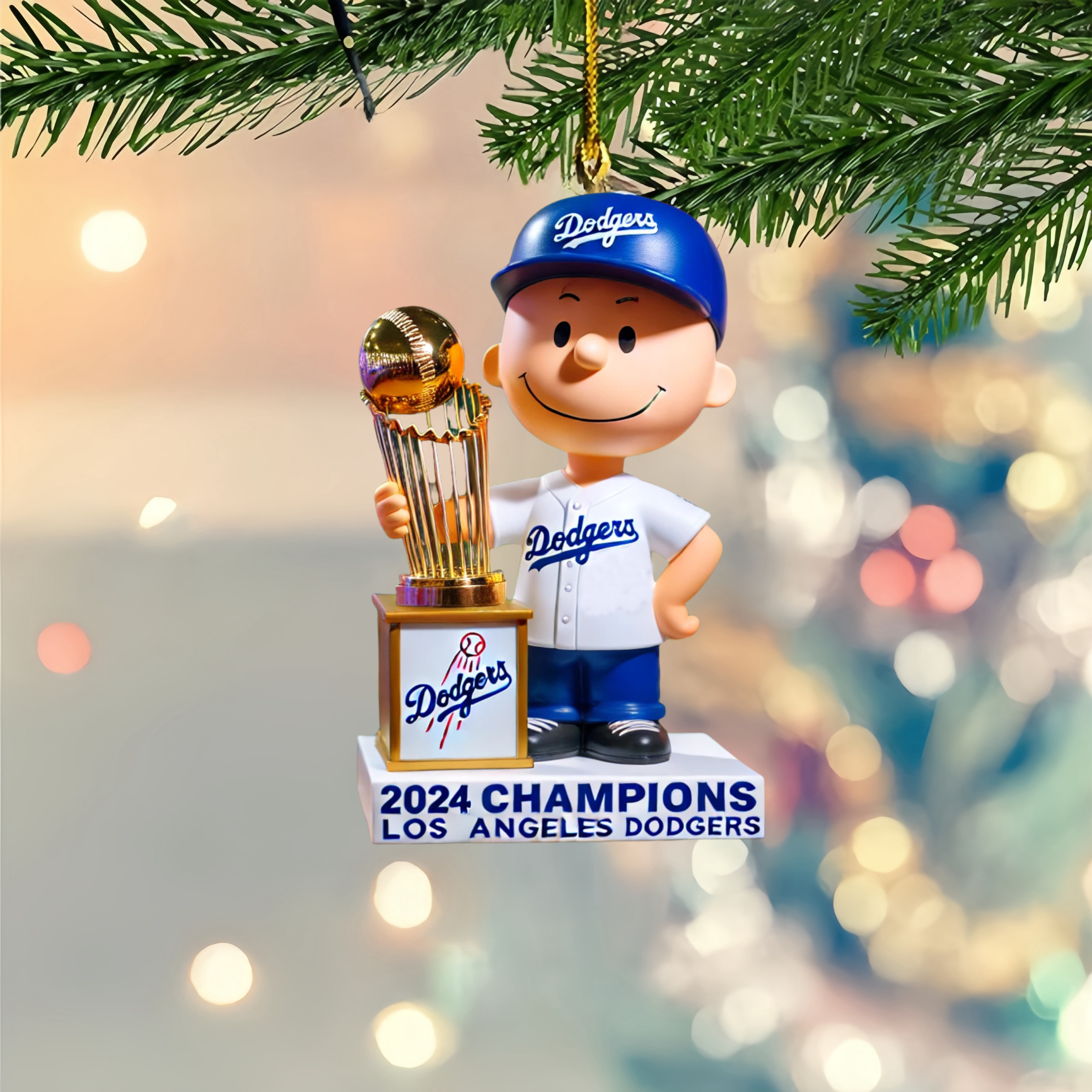 Dodgers & Peanuts World Series Champions 2024 Baseball Ornaments