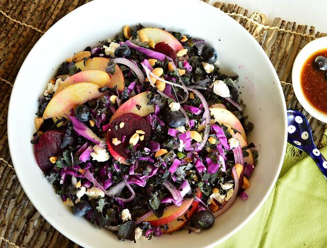 Purple Kale Salad with Blueberry Lime Vinaigrette