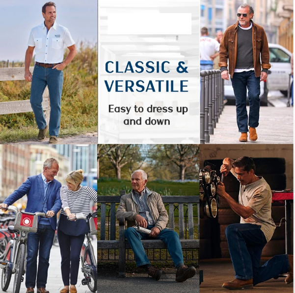 LAST DAY SALE 70% OFF - Men's High Waist Straight Fit Stretch Jeans-POIULTD