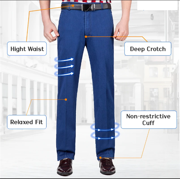 LAST DAY SALE 70% OFF - Men's High Waist Straight Fit Stretch Jeans-POIULTD