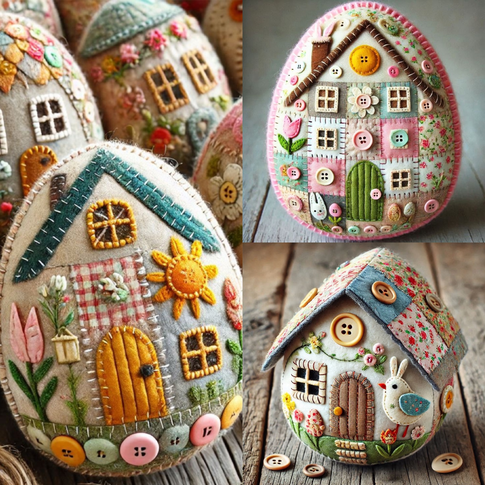 Patchwork Felt Egg House DIY Kit-POIULTD