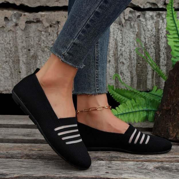 Casual Mesh Hollow Out Weave Women's Flat Shoes-POIULTD