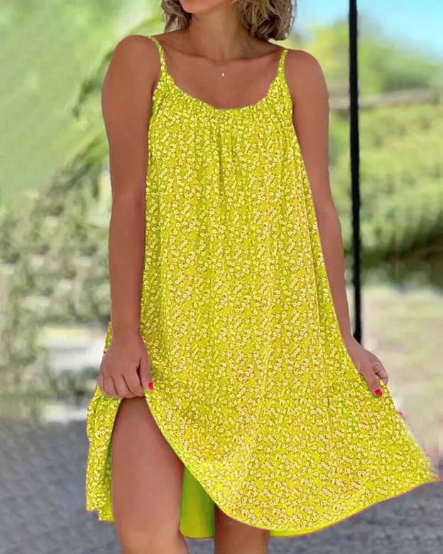 Floral Printed Camisole Dress-POIULTD