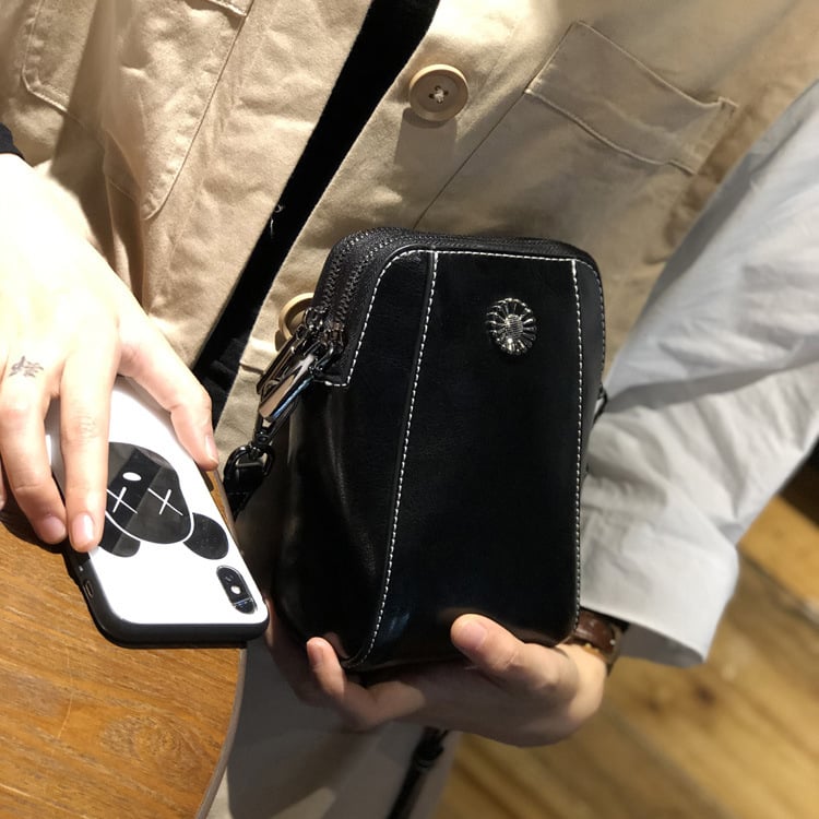Women's soft leather mobile phone bag messenger bag-POIULTD