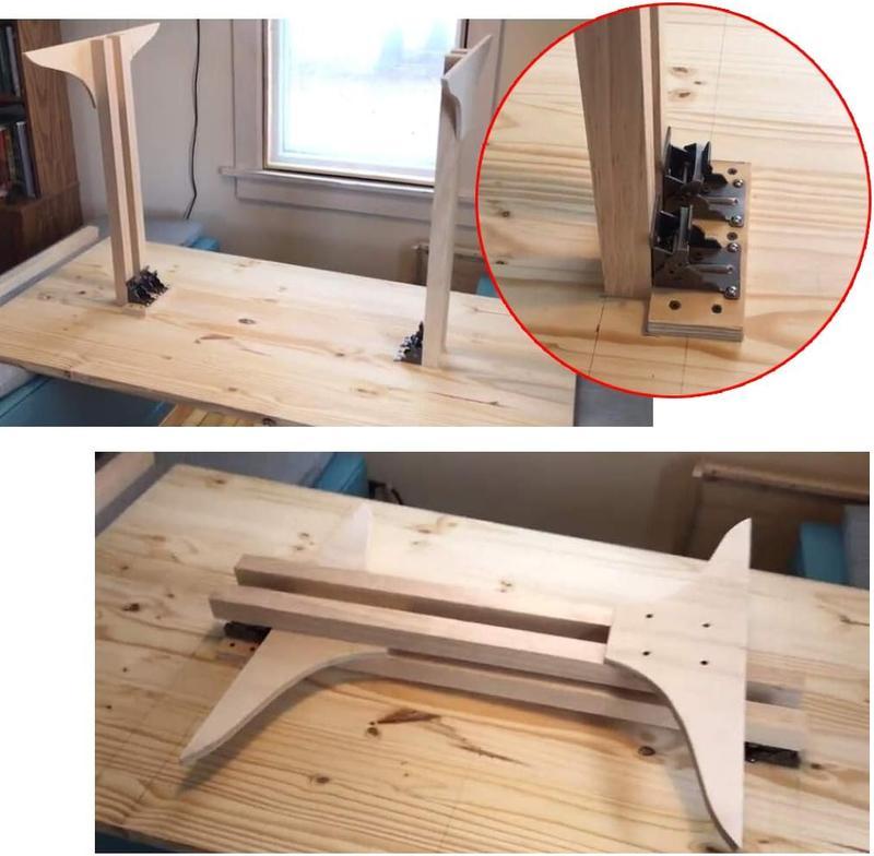 Heavy-Duty Folding Table Leg Brackets with Self-Locking Hinges-POIULTD