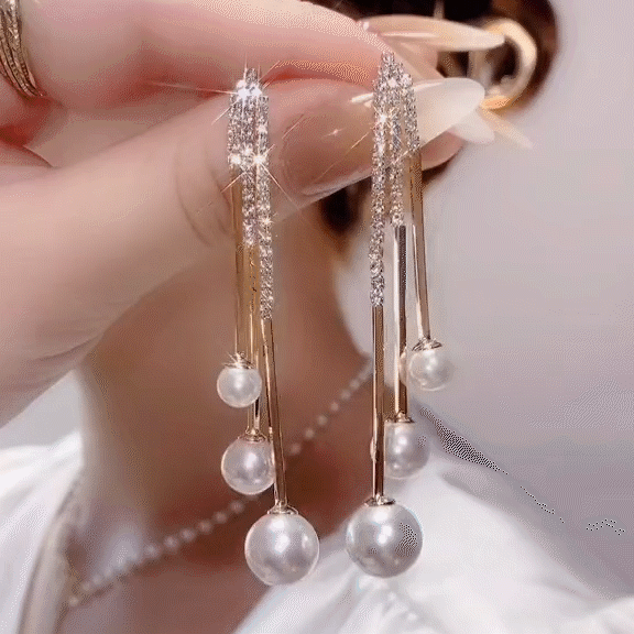 Fashion Diamond Ball Tassel Earrings-POIULTD