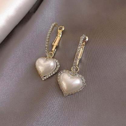 Love pearl earrings-POIULTD