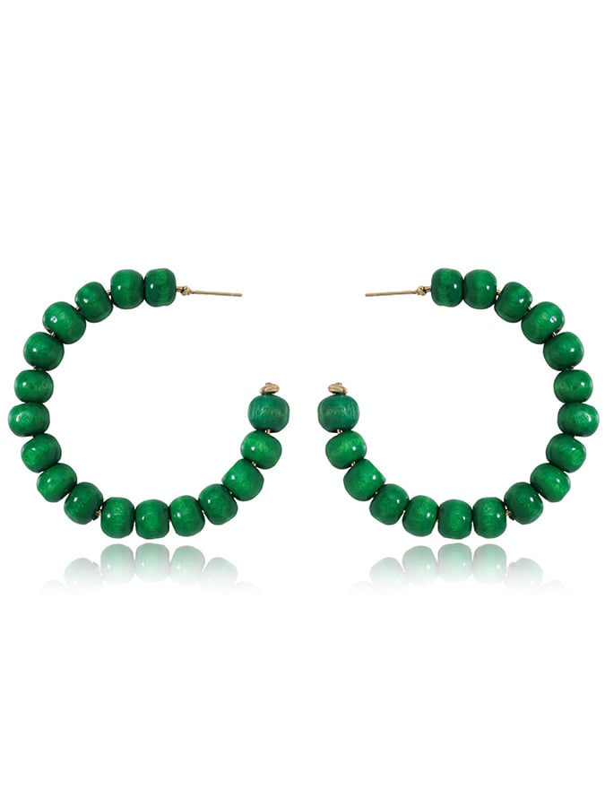 Women's Carnival Colored Wooden Beads Fashionable And Versatile Temperament Light Luxury Earrings-POIULTD