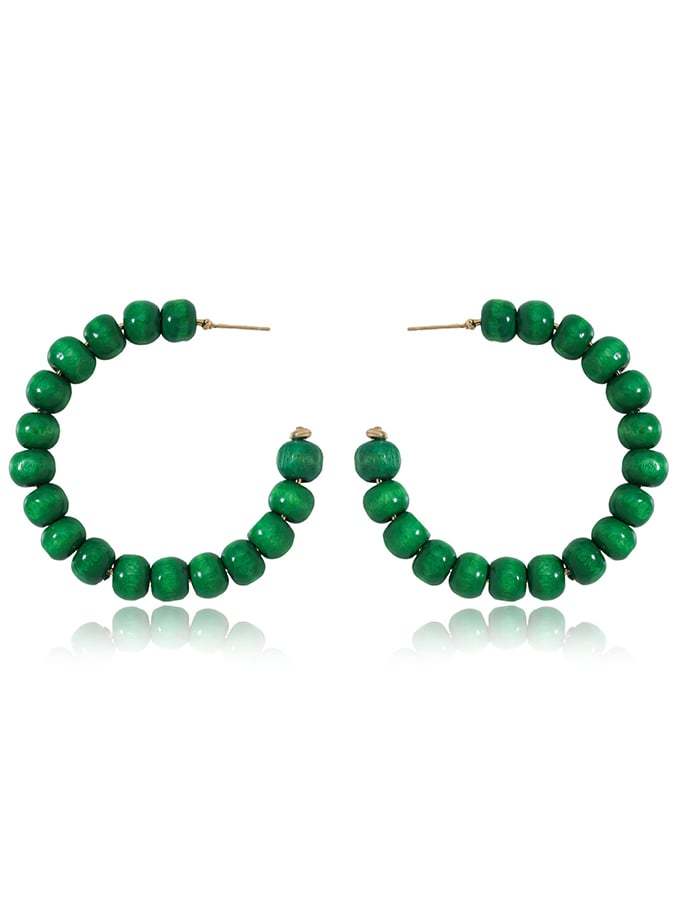 Women's Carnival Colored Wooden Beads Fashionable And Versatile Temperament Light Luxury Earrings-POIULTD