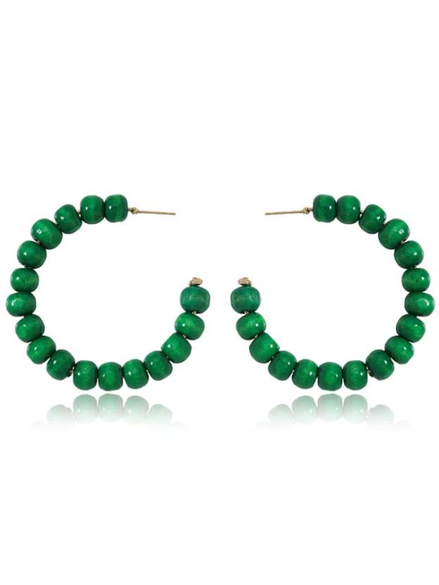 Women's Carnival Colored Wooden Beads Fashionable And Versatile Temperament Light Luxury Earrings-POIULTD