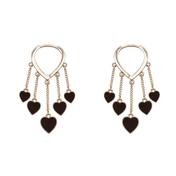 Black Long Tassel Earrings-POIULTD