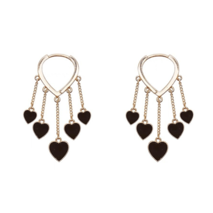 Black Long Tassel Earrings-POIULTD